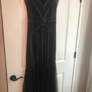Adrianna Papell Black Beaded Gown - Size 2
